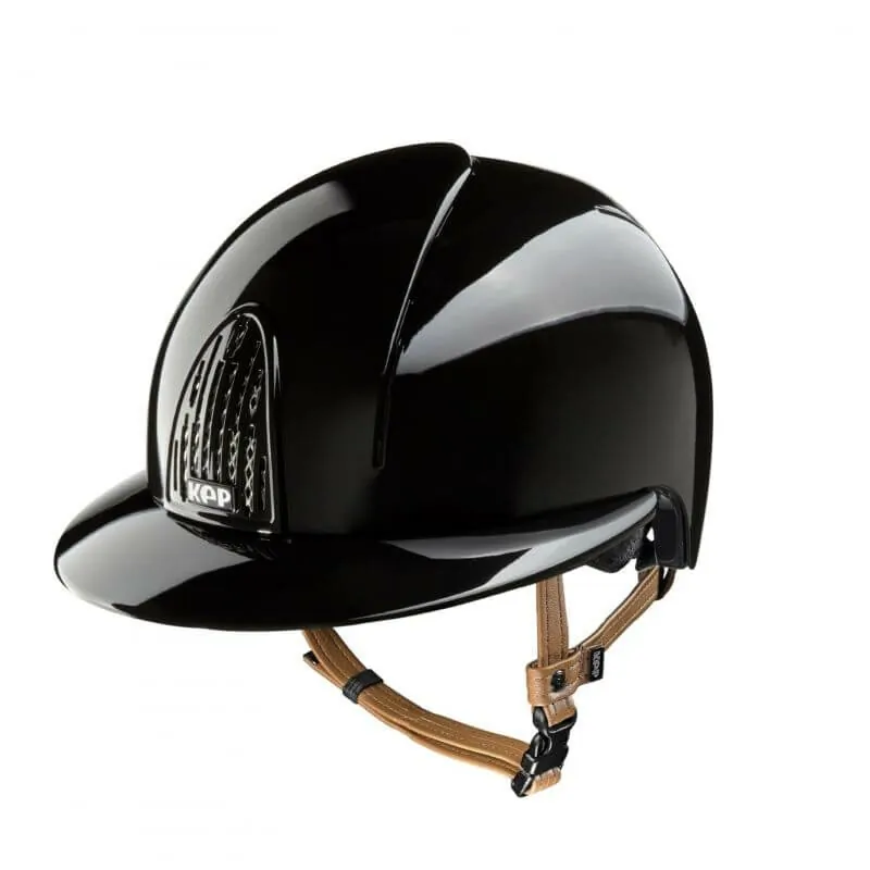 KEP - Casque d'équitation Smart polish noir visière polo jugulaire beige
