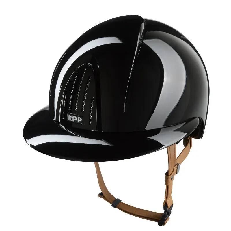 KEP - Casque Smart Nova - Noir brillant - Visière polo - Jugulaire beige