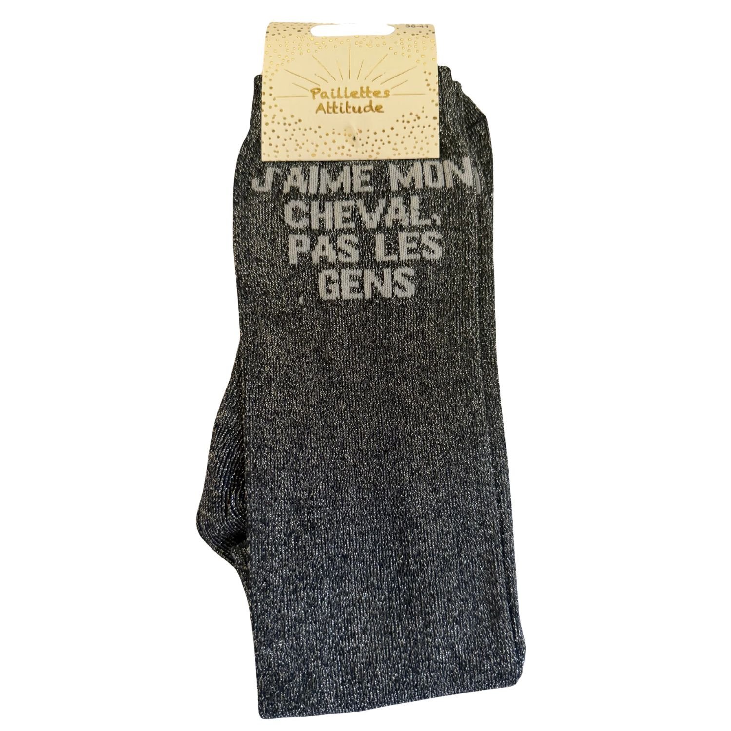 Paillettes Attitude - Chaussettes d'équitation "J'aime mon cheval, pas les gens"
