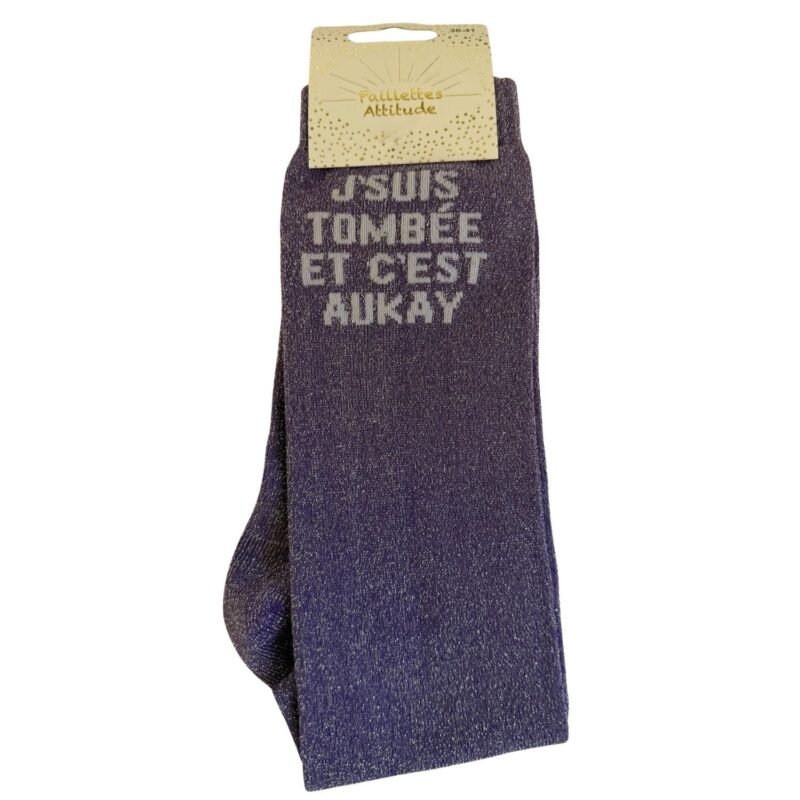 Paillettes Attitude - Chaussettes d'équitation "J'suis tombée et c'est aukay"