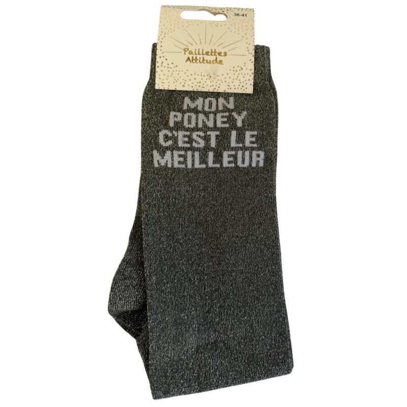 Paillettes Attitude - Chaussettes d'équitation "Mon poney c'est le meilleur"