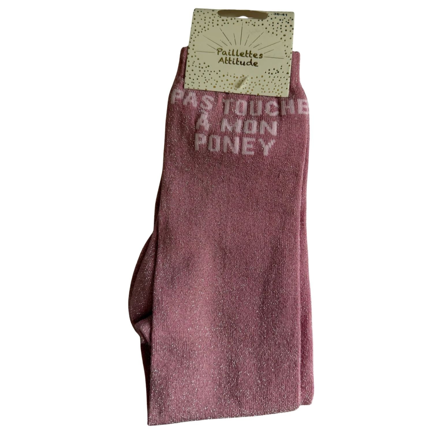 Paillettes Attitude - Chaussettes d'équitation "Pas touche à mon poney"