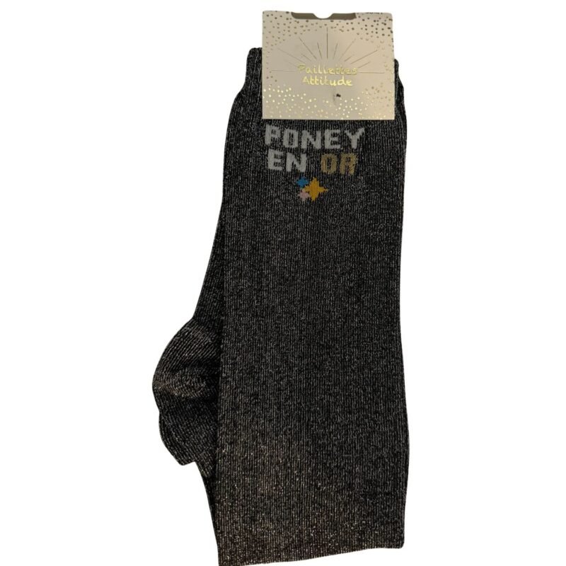 Paillettes Attitude - Chaussettes d'équitation "Poney en Or"