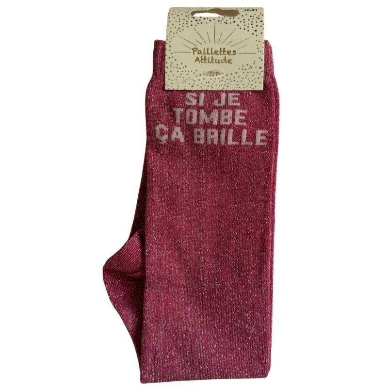 Paillettes Attitude - Chaussettes d'équitation "Si je tombe ça brille"