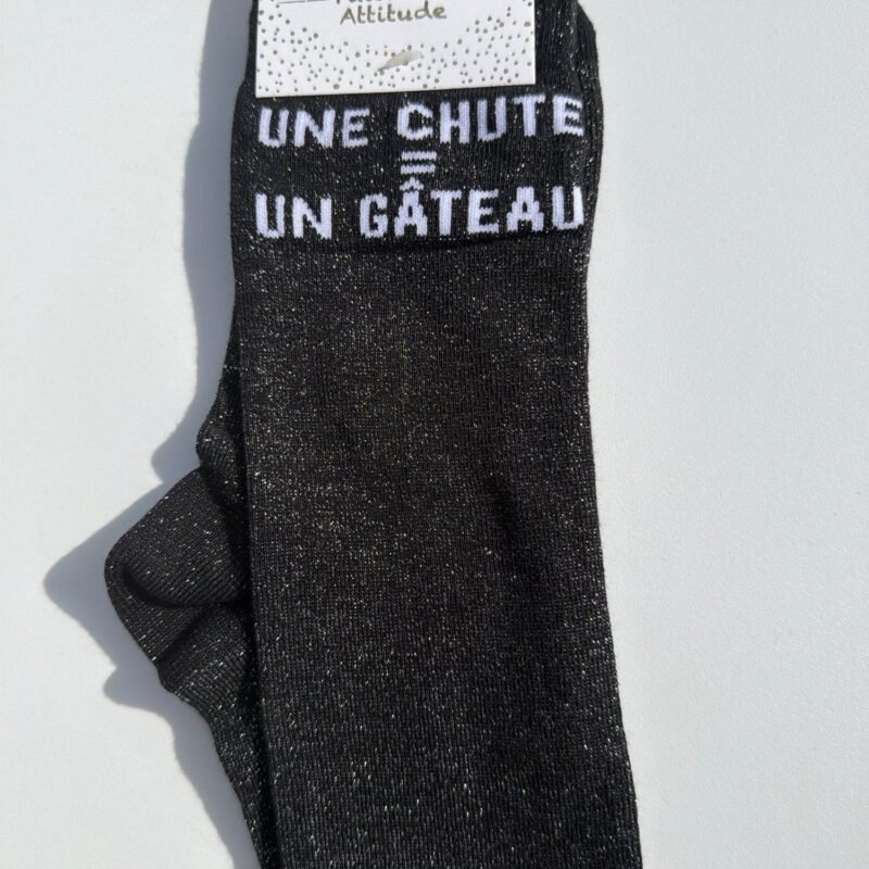 Paillettes Attitude - Chaussettes d'équitation "Une chute = un gateau"