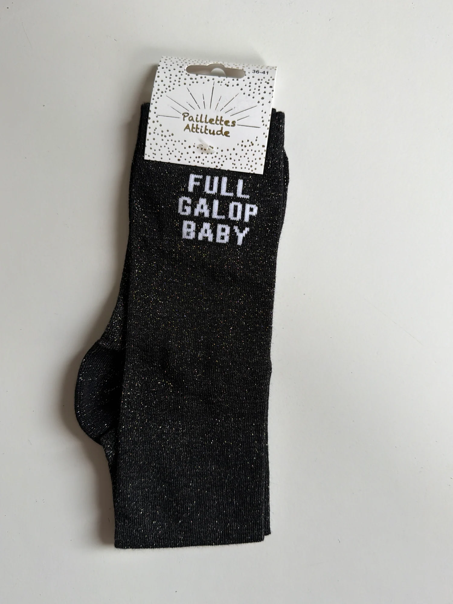 Paillettes Attitude - Chaussettes d'équitation "Full galop baby"