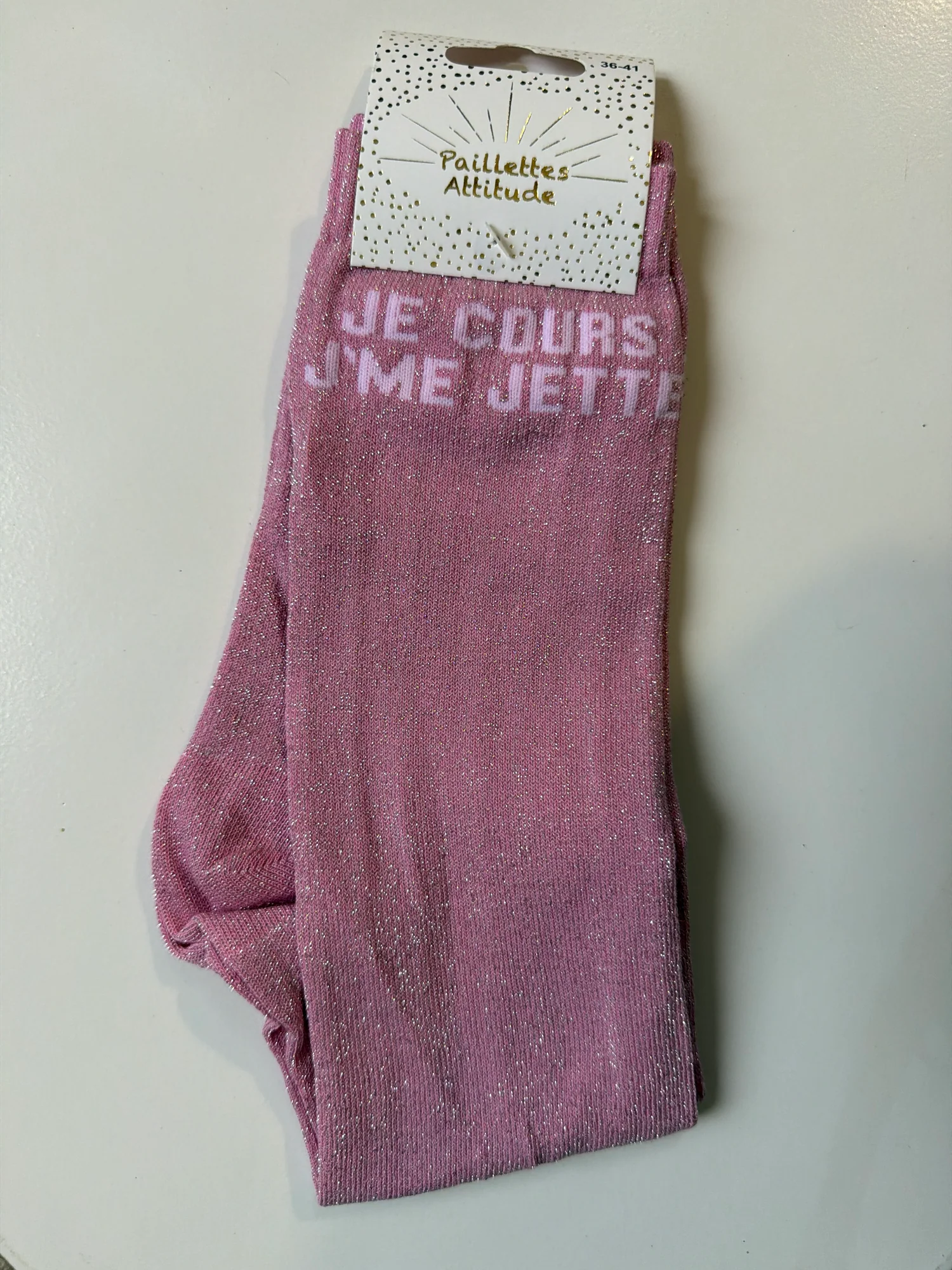Paillettes Attitude - Chaussettes d'équitation "Je cours j'me jette" – Image 2