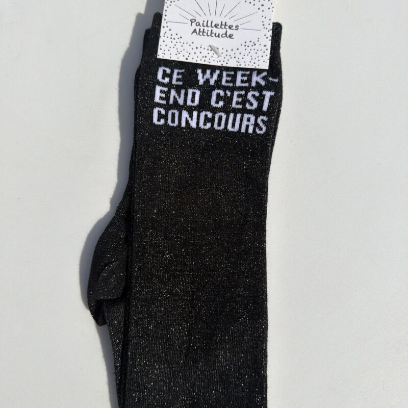 Paillettes Attitude - Chaussettes d'équitation "Ce week-end c'est concours"